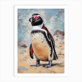 African Penguin Carcass Island Oil Painting 3 Art Print