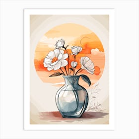 Watercolor Flowers In A Vase art print Art Print