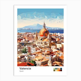 Valencia, Spain, Geometric Illustration 2 Poster Art Print