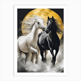 Two Horses In The Moonlight 1 Art Print