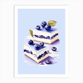 Blueberry Cheesecake Bars Dessert Retro Minimal 2 Flower Art Print