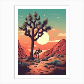  Retro Illustration Of A Joshua Tree At Dusk 1 Art Print