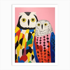 Colourful Kids Animal Art Snowy Owl 3 Art Print