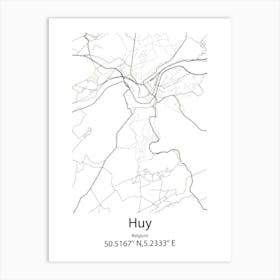 Huy,Belgium Minimalist Map Art Print