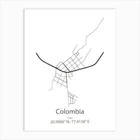 Colombia,Cuba Minimalist Map Art Print