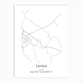 Levice,Slovakia Minimalist Map Art Print