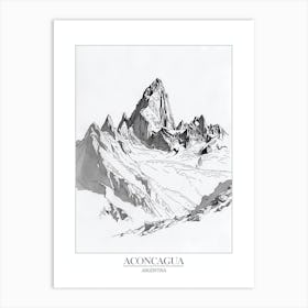 Aconcagua Argentina Line Drawing 4 Poster Art Print