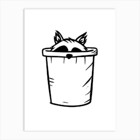 A Minimalist Line Art Piece Of A Tanezumi Raccoon 4 Art Print