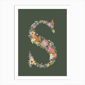 S Olive Alphabet Letter Art Print