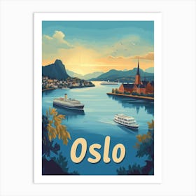 Aihrgdesign A Mid Century Modern Travel Poster For Oslo 3 Art Print