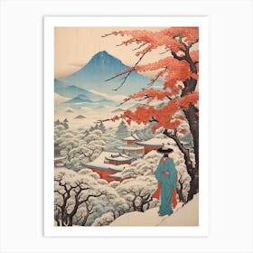 Mount Yoshino, Japan Vintage Travel Art 3 Art Print