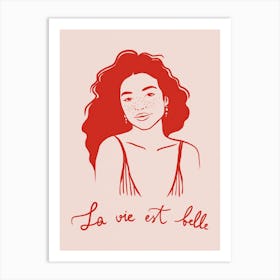 La Vie Est Belle. Minimalist French Woman's Portrait Art Print