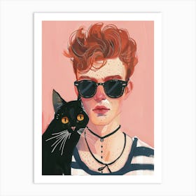 Boy With A Cat Art Print