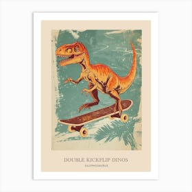 Dilophosaurus Vintage Dinosaur Poster 2 Art Print