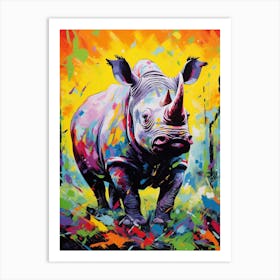 Paint Splash Dotty Rhino 8 Art Print