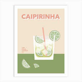 Caipirinha Cocktail Green And Pink Colourful Wall 1 Art Print