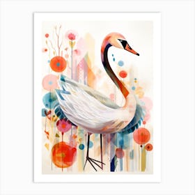 Bird Painting Collage Swan 3 Art Print