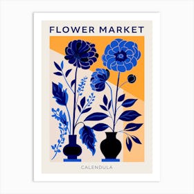 Blue Flower Market Poster Calendula 3 Art Print