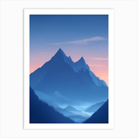Misty Mountains Vertical Composition In Blue Tone 38 Art Print