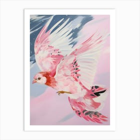 Pink Ethereal Bird Painting Finch 5 Art Print