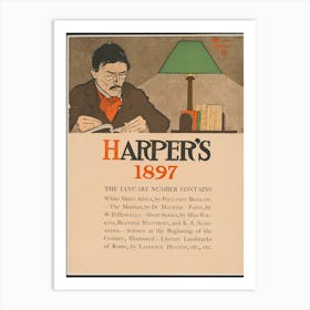 Man Reading Book (1897), Edward Penfield Art Print