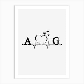 Personalized Couple Name Initial A And G Art Print