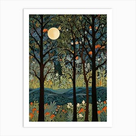 William Morris Moonlight In The Forest 71 Art Print