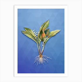 Vintage Lily Of The Valley Botanical Art on Blue Perennial n.1195 Art Print