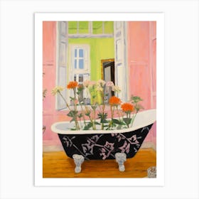 A Bathtube Full Of Queen Anne S Lace In A Bathroom 1 Art Print
