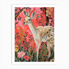 Floral Animal Painting Antelope 1 Art Print