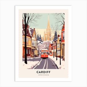 Vintage Winter Travel Poster Cardiff United Kingdom 2 Art Print