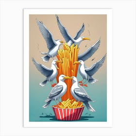 French Fries And Seagulls Art Print