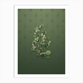 Vintage Spathula Leaf Thorn Flower Botanical on Lunar Green Pattern n.2476 Art Print