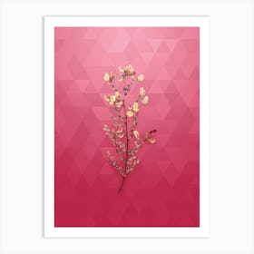 Vintage Adenocarpus Botanical in Gold on Viva Magenta n.0557 Art Print