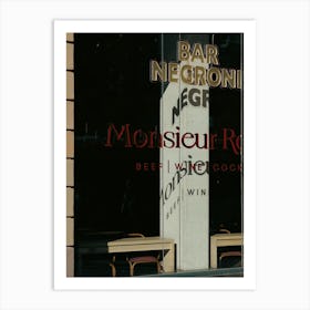 'Monsieur' Shadows From A Street Cafe In Barcelona Art Print