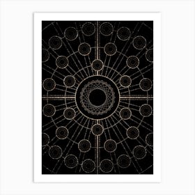 Geometric Glyph Radial Array in Glitter Gold on Black n.0066 Art Print