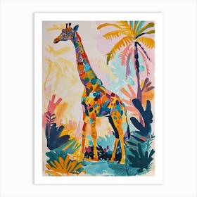 Colourful Giraffe Lead Pattern Painting 4 Art Print