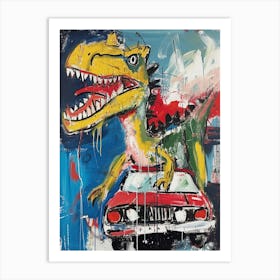 Abstract Dinosaur Paint Splash In Car 2 Art Print