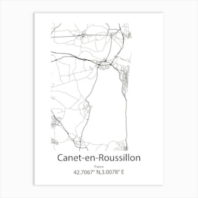 Canet En Roussillon,France Minimalist Map Art Print