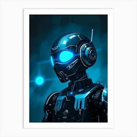 Robot In Metal Gloss - Diverse Art Illustration 41 Art Print