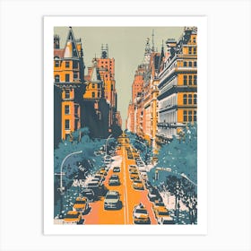 Upper West Side New York Colourful Silkscreen Illustration 3 Art Print