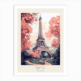 Eiffel Tower, Paris France   Cute Botanical Illustration Travel Poster Art Print
