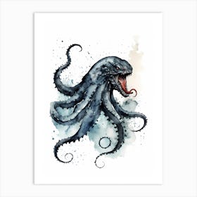 Kraken Watercolor Painting (22) Art Print