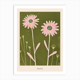 Pink & Green Daisy 1 Flower Poster Art Print
