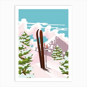 Skis In The Snow Art Print