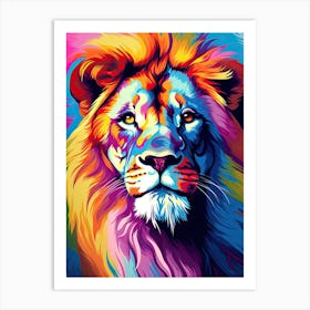 Lion Art Painting Colour Field Style 4 Art Print