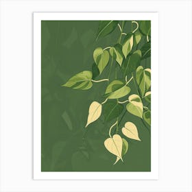 Pothos Plant Minimalist Illustration 6 Art Print