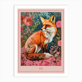 Floral Animal Painting Fox 4 Poster Art Print