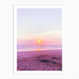 Pink Sunset Beach Art Print