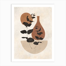 Vases And Leaves Art Print